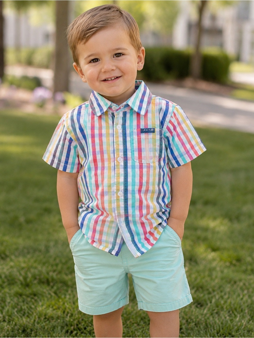 Joe’s Boys Multicolor Plaid Button Down Shirt 24M NWT